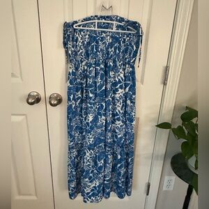 Blue and White Floral Maxi Dress or Skirt